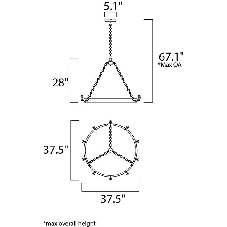 Image 5 Maxim Noble 37 1/2"W Black 10-Light Wagon Wheel Chandelier more views