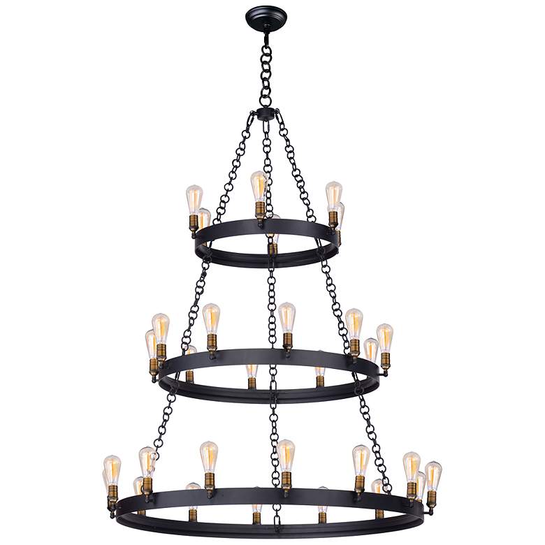 Image 2 Maxim Noble 50" Wide 3-Tier 30-Light Candelabra Ring Chandelier