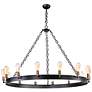 1_Maxim Noble 50" Wide Black 14-Light Wagon Wheel Chandelier