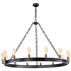 Maxim Noble 50" Wide Black 14-Light Wagon Wheel Chandelier