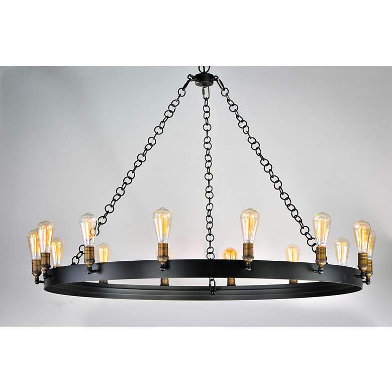 Image 2 Maxim Noble 50" Wide Black 14-Light Wagon Wheel Chandelier more views