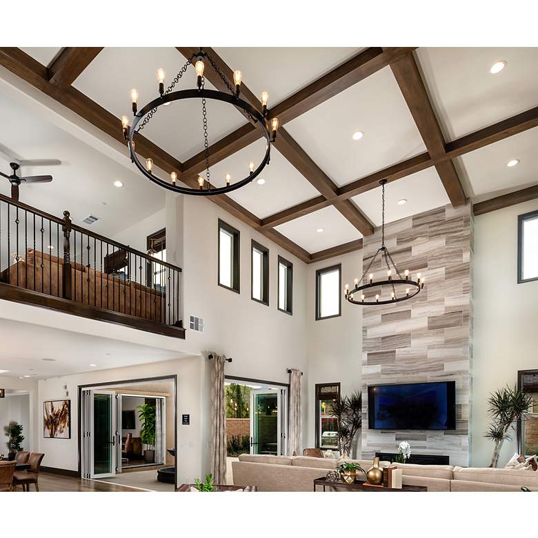 Image 6 Maxim Noble 50" Wide Black 14-Light Wagon Wheel Chandelier more views