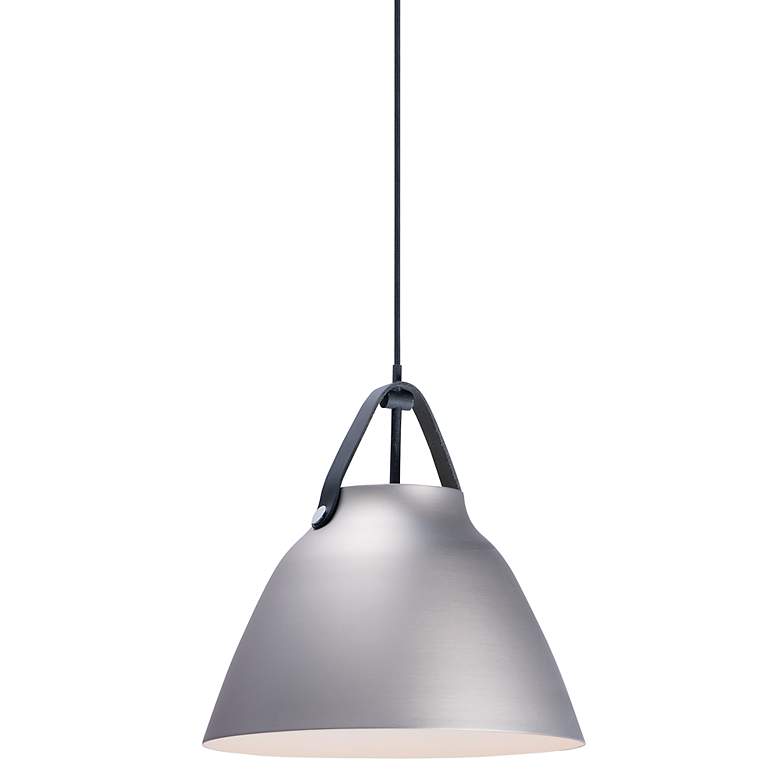 Image 1 Maxim Nordic 14.25 inch Leather and Silver Platinum Modern Pendant Light