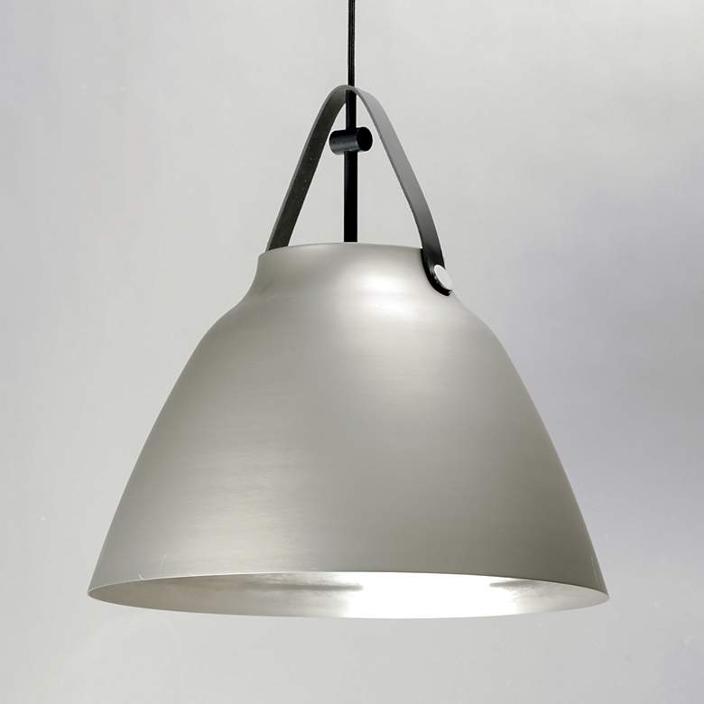 Image 1 Maxim Nordic 14.25" Leather and Silver Platinum Modern Pendant Light