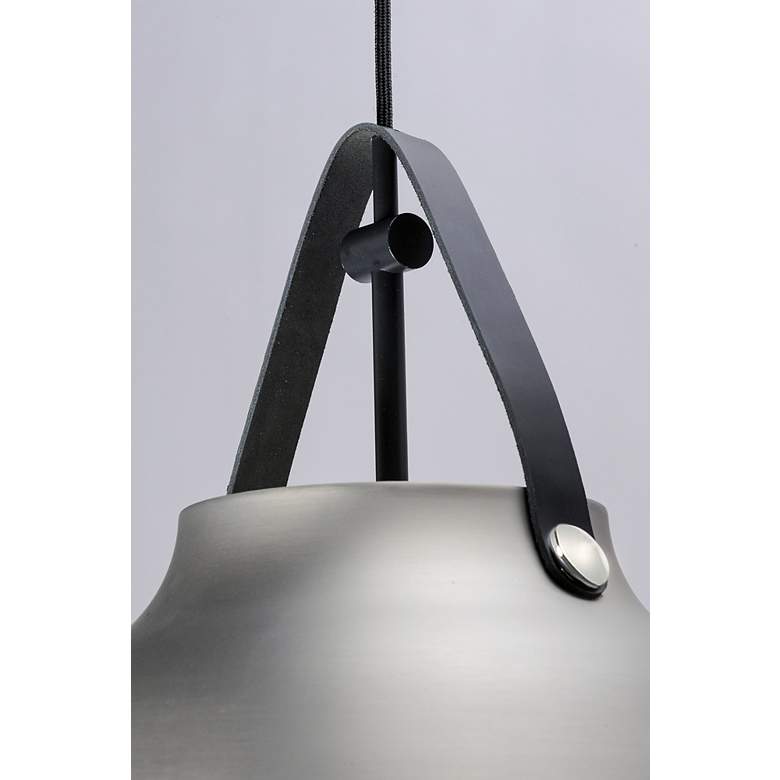 Image 4 Maxim Nordic 14.25" Leather and Silver Platinum Modern Pendant Light more views