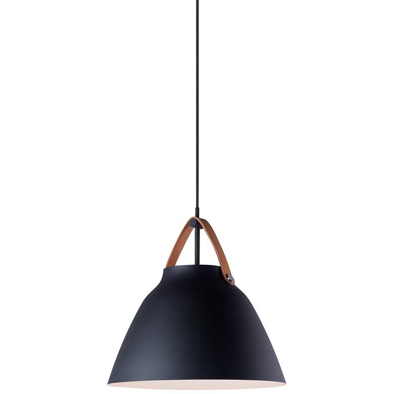 Image 2 Maxim Nordic 14.25" Wide Tan Leather and Black Modern Pendant Light
