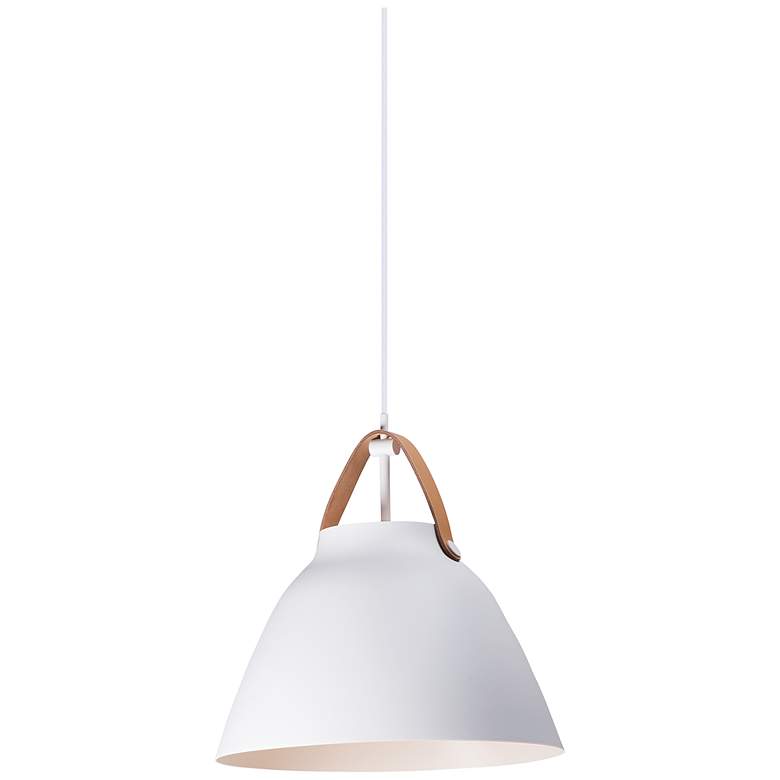 Image 1 Maxim Nordic 14.25" Wide Tan Leather and White Modern Pendant Light
