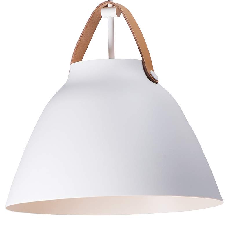 Image 2 Maxim Nordic 14.25" Wide Tan Leather and White Modern Pendant Light more views