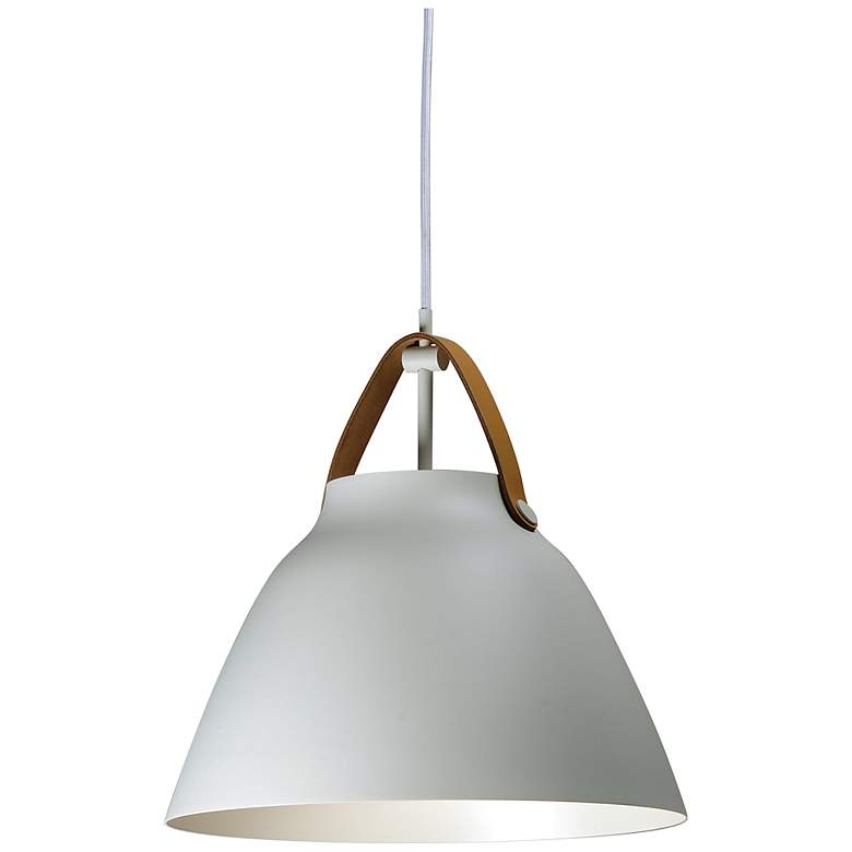 Image 5 Maxim Nordic 14.25" Wide Tan Leather and White Modern Pendant Light more views