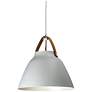Maxim Nordic 14.25" Wide Tan Leather and White Modern Pendant Light