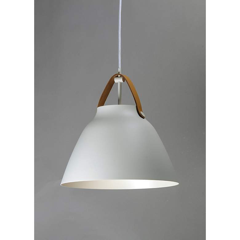 Image 4 Maxim Nordic 19" Wide Tan Leather White Metal Modern Pendant Light more views
