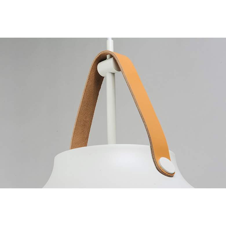 Image 5 Maxim Nordic 19" Wide Tan Leather White Metal Modern Pendant Light more views