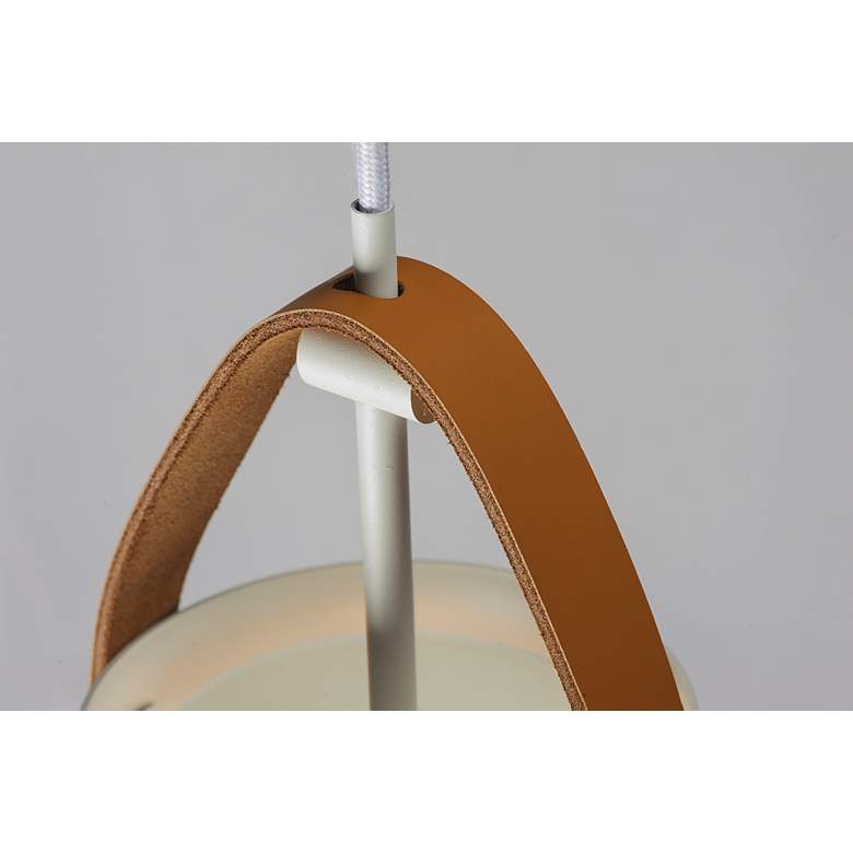 Image 6 Maxim Nordic 19 inch Wide Tan Leather White Metal Modern Pendant Light more views