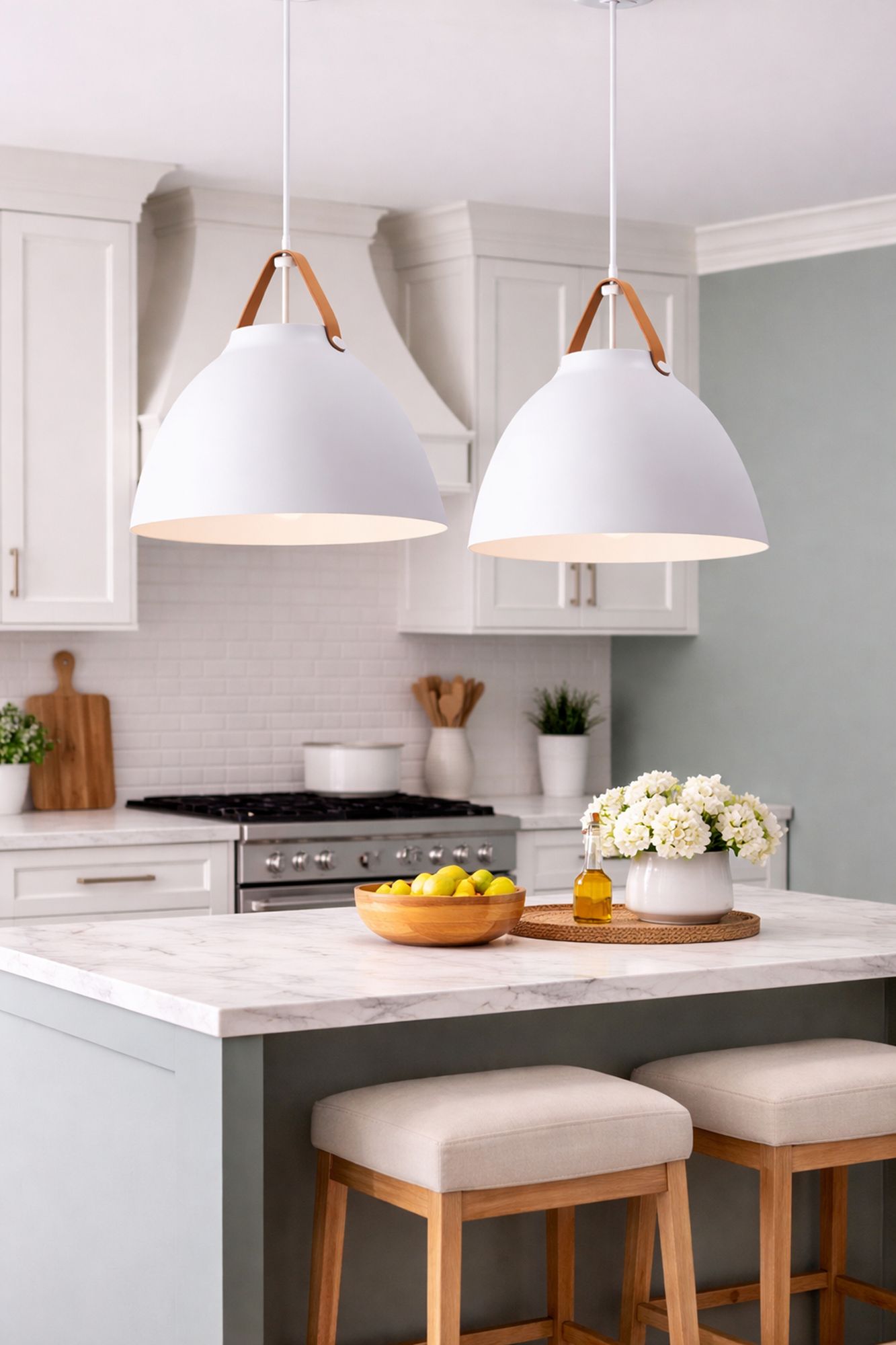 Maxim Nordic 19" Wide Tan Leather White Metal Modern Pendant Light in scene