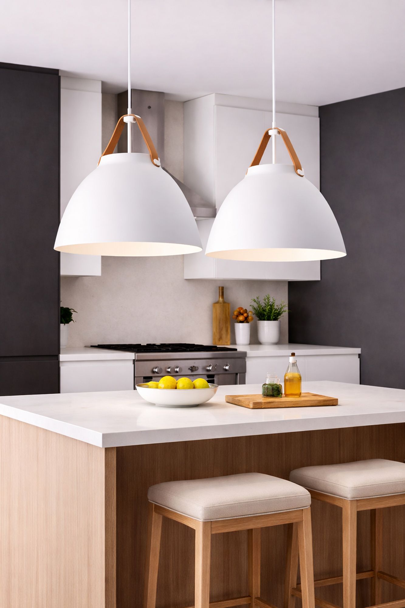 Maxim Nordic 19" Wide Tan Leather White Metal Modern Pendant Light in scene