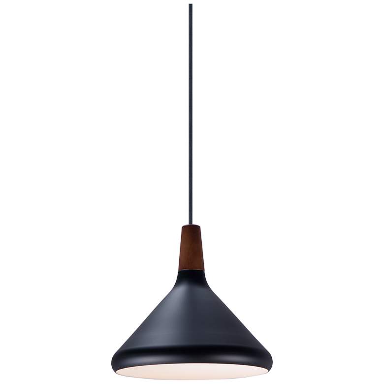 Image 1 Maxim Nordic 7 inch Wide Black Aluminum Modern Cone Mini Pendant