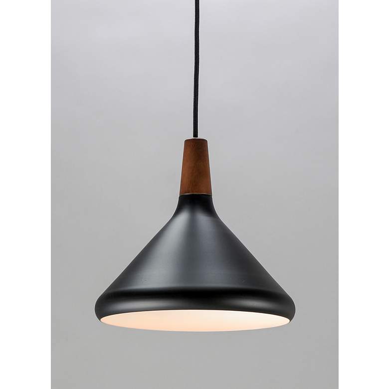 Image 2 Maxim Nordic 7 inch Wide Black Aluminum Modern Cone Mini Pendant more views