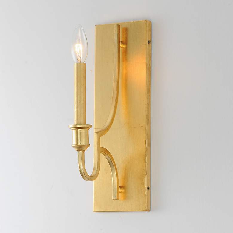 Image 1 Maxim Normandy 15" High Gold Leaf Wall Sconce