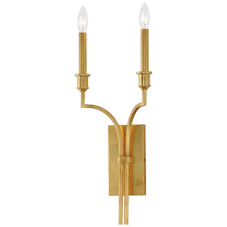 Image 1 Maxim Normandy 24 1/4" High Gold Leaf 2-Light Wall Sconce