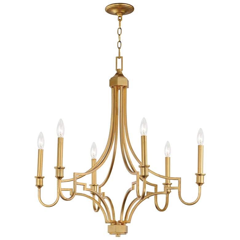 Image 1 Maxim Normandy 29" Wide Gold Leaf 6-Light Chandelier