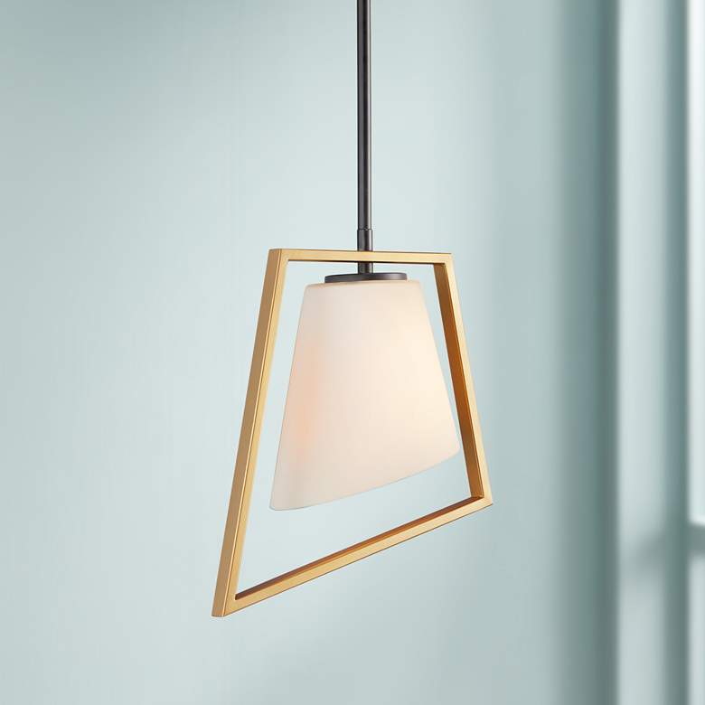 Image 1 Maxim Oblique 11 1/2" Wide Gold and Black Mini Pendant Light