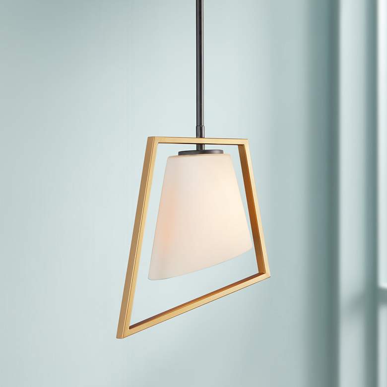 Image 1 Maxim Oblique 11 1/2 inch Wide Gold and Black Mini Pendant Light