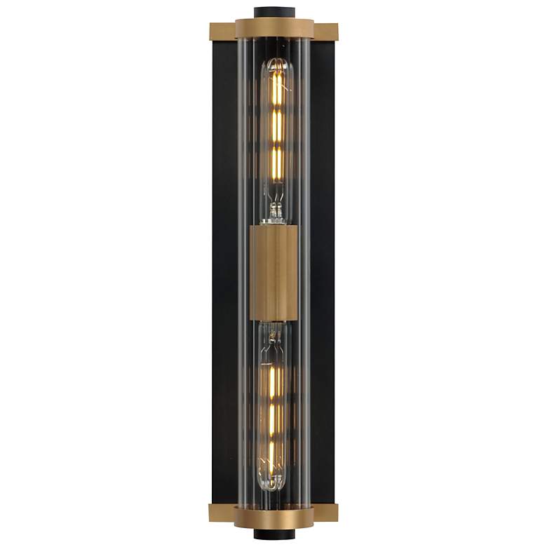 Image 2 Maxim Opulent 20" High Black and Brass Outdoor Wall Light