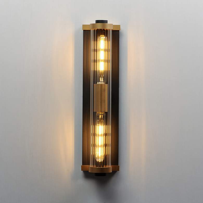 Image 1 Maxim Opulent 20" High Black and Brass Outdoor Wall Light