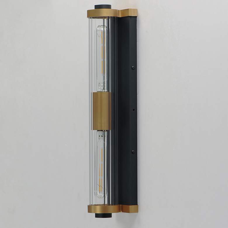 Image 6 Maxim Opulent 20" High Black and Brass Outdoor Wall Light more views