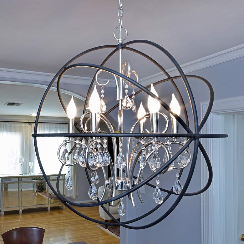 Image 1 Maxim Orbit 25" Wide 6-Light Anthracite and Nickel Orb Pendant Light
