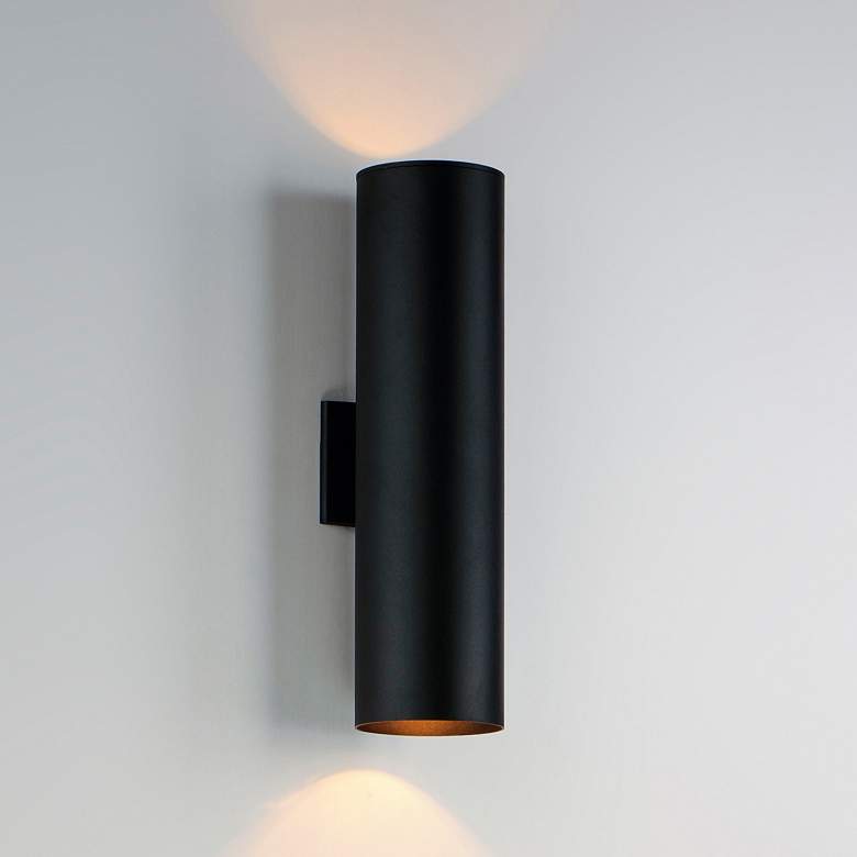 Image 1 Maxim Outpost 22" High Black Cylinder LED Outdoor Wall Light