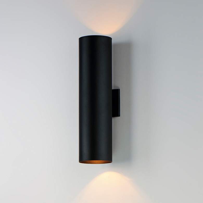 Image 1 Maxim Outpost 22" High Black Cylinder LED Outdoor Wall Light