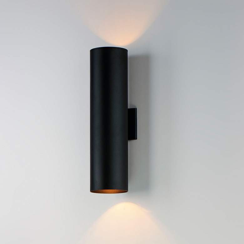 Image 1 Maxim Outpost 22" High Black Cylinder Outdoor Wall Light