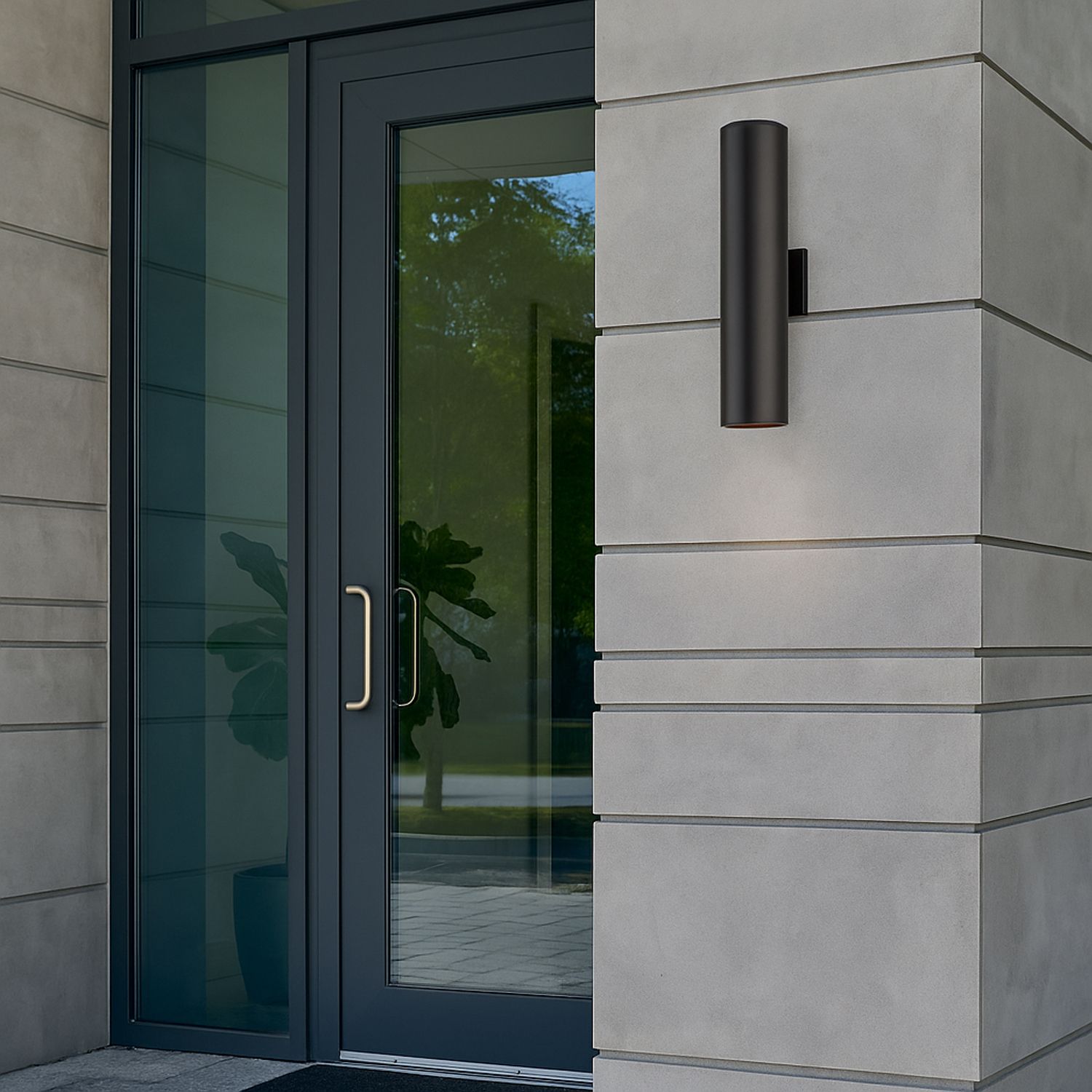 Image 4 Maxim Outpost 22" High Black Modern Cylinder Outdoor Wall Light more views
