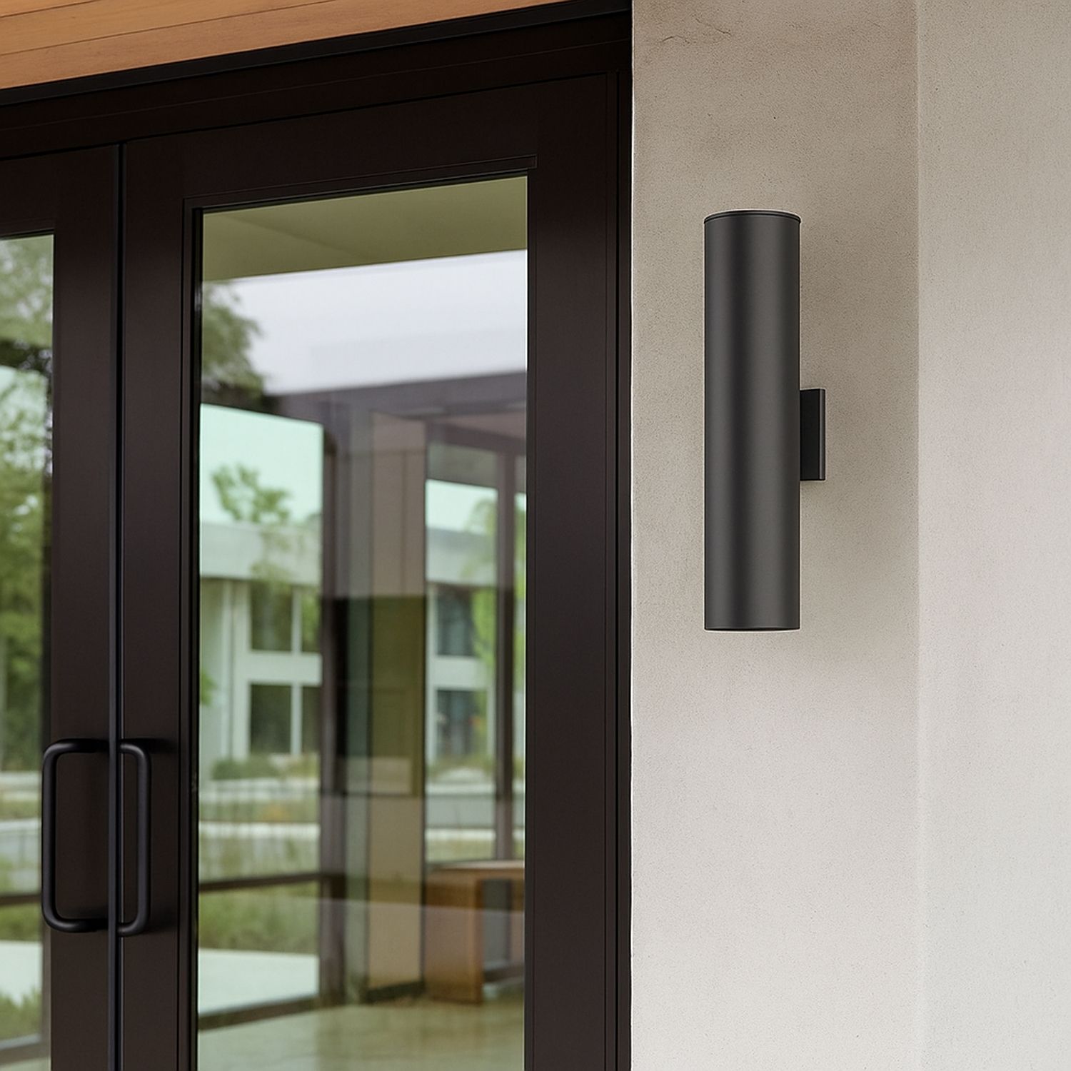 Image 5 Maxim Outpost 22" High Black Modern Cylinder Outdoor Wall Light more views