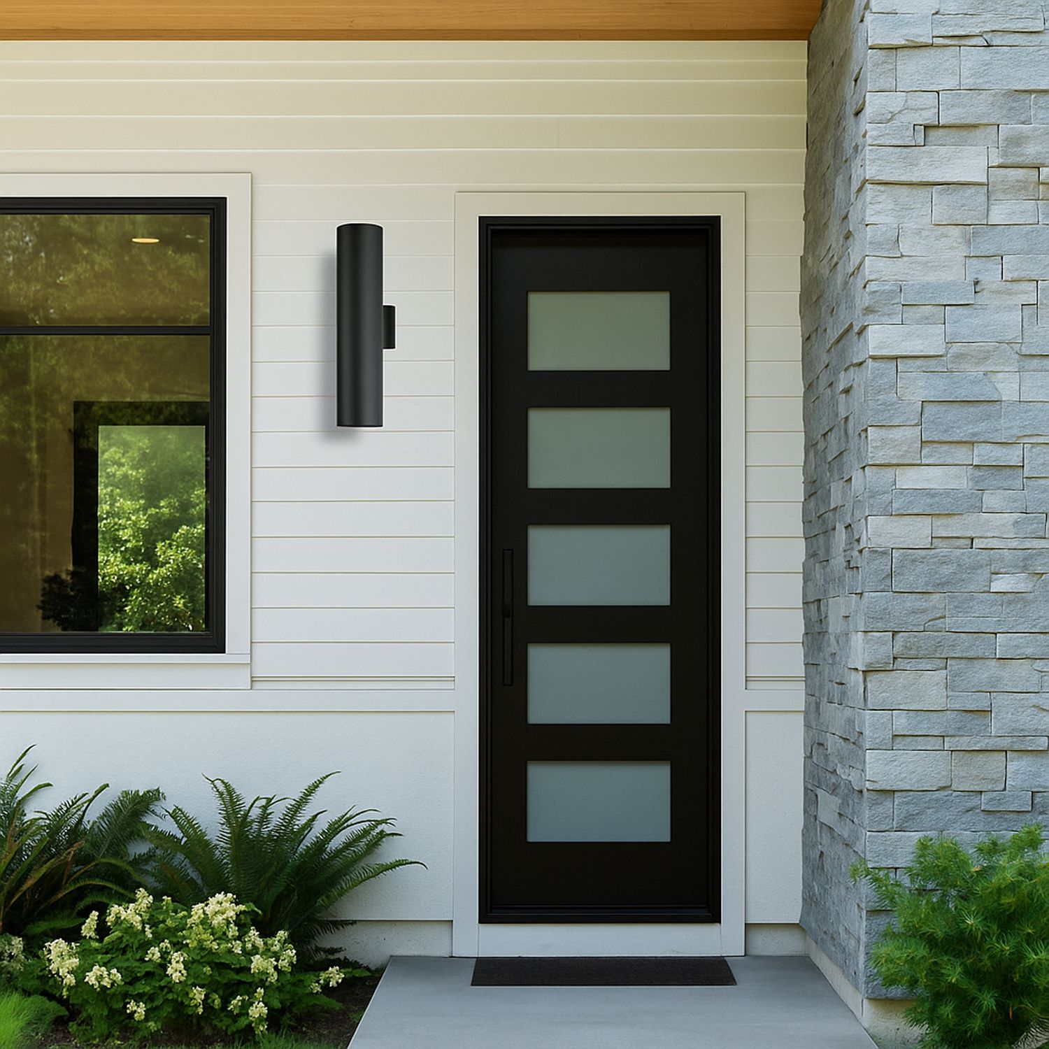 Image 6 Maxim Outpost 22" High Black Modern Cylinder Outdoor Wall Light more views