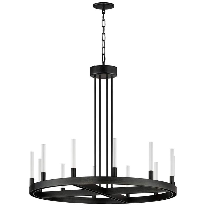 Image 1 Maxim Ovation 31 1/2" Wide Black 12-Light LED Wagon-Wheel Chandelier