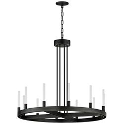 Maxim Ovation 31 1/2" Wide Black 12-Light LED Wagon-Wheel Chandelier