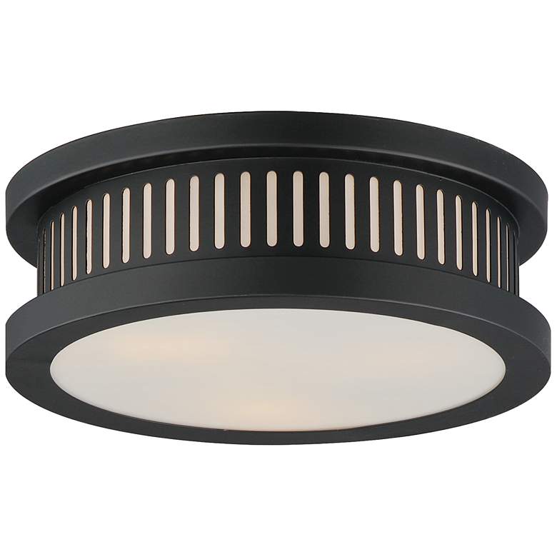 Image 2 Maxim Oxford 12" Wide Black Round Outdoor Ceiling Light