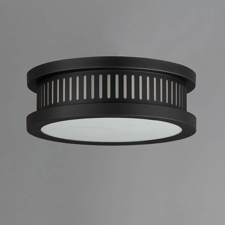 Image 3 Maxim Oxford 12" Wide Black Round Outdoor Ceiling Light more views