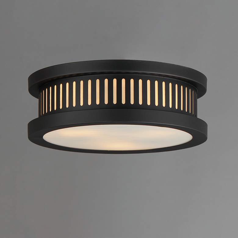 Image 4 Maxim Oxford 12" Wide Black Round Outdoor Ceiling Light more views