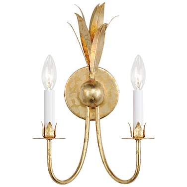 Maxim Paloma 15 3/4" High Gold Leaf 2-Light Wall Sconce