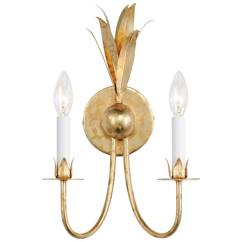 Image 1 Maxim Paloma 15 3/4" High Gold Leaf 2-Light Wall Sconce