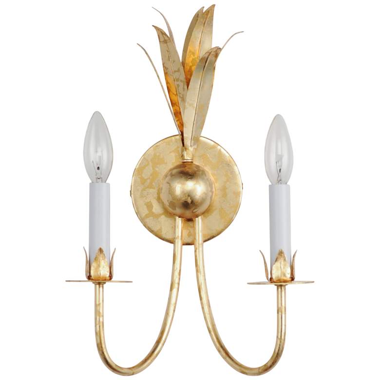 Image 2 Maxim Paloma 15 3/4" High Gold Leaf 2-Light Wall Sconce more views
