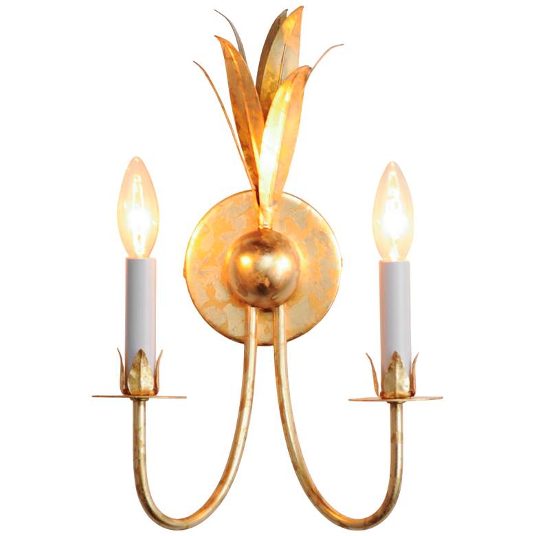 Image 3 Maxim Paloma 15 3/4" High Gold Leaf 2-Light Wall Sconce more views
