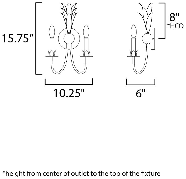 Maxim Paloma 15 3/4" High Gold Leaf 2-Light Wall Sconce