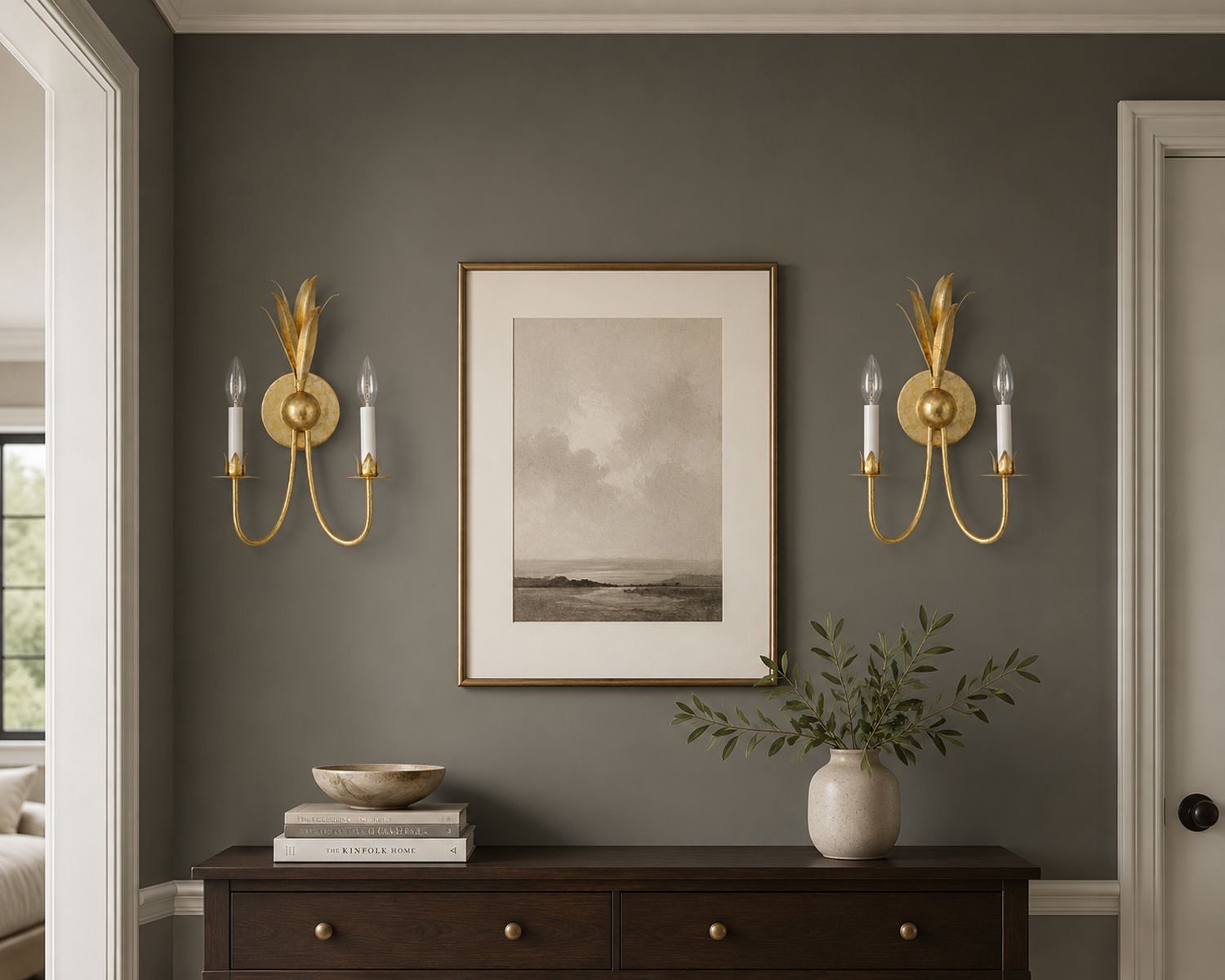 Maxim Paloma 15 3/4" High Gold Leaf 2-Light Wall Sconce