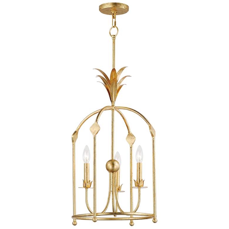 Image 1 Maxim Paloma 15" Wide Gold Leaf 3-Light Pendant