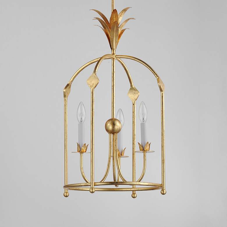 Image 2 Maxim Paloma 15" Wide Gold Leaf 3-Light Pendant more views