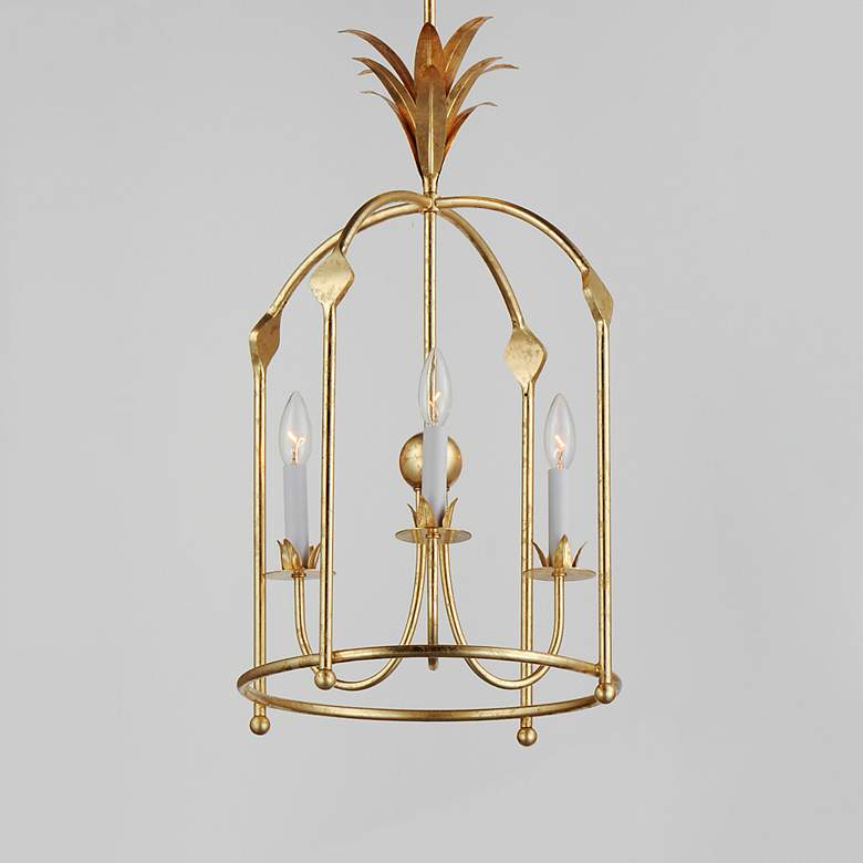 Image 3 Maxim Paloma 15" Wide Gold Leaf 3-Light Pendant more views